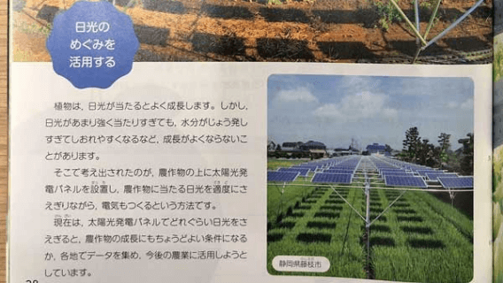 ソーラーシェアリングが小学校の教科書に掲載